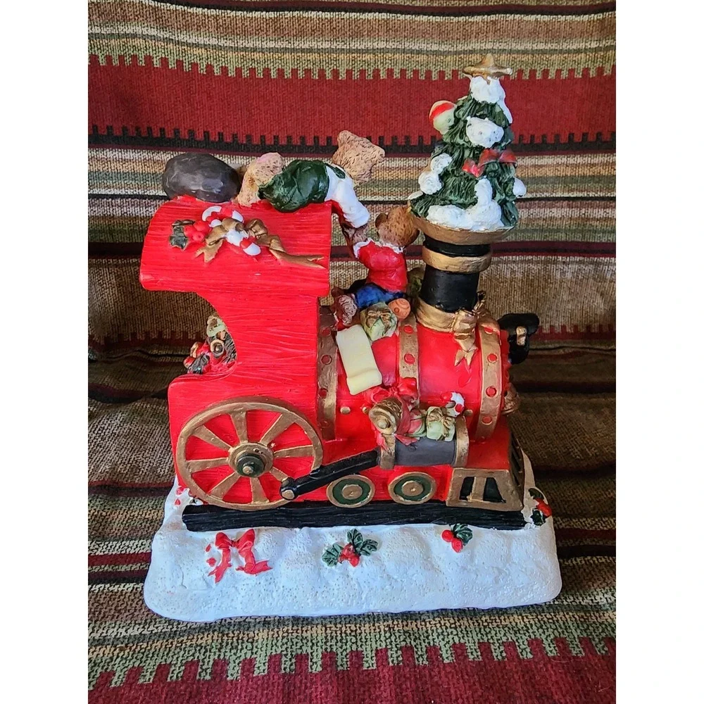 Vintage Musical Ceramic Christmas Train With Teddy Bears‎ Plays Jingle Bells